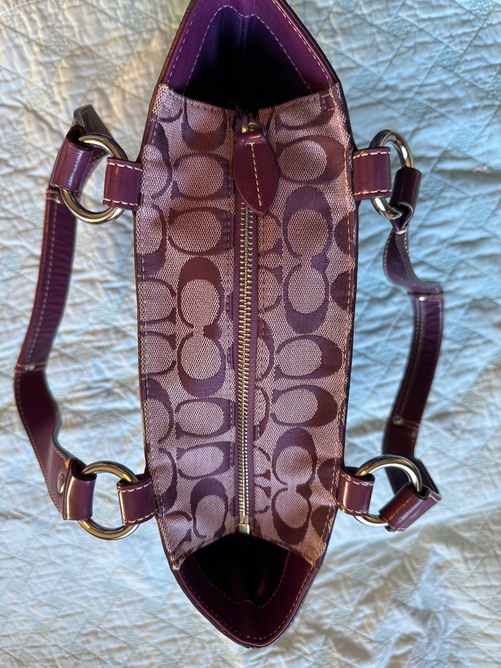 Coach Penelope Signature Monogram Tote Bag in Plum - Picture 7 of 9